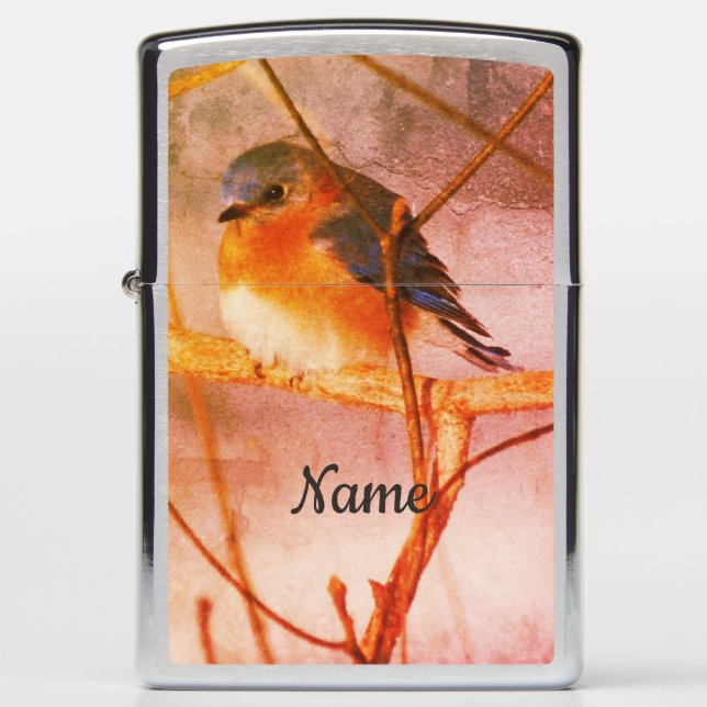 Winter Bluebird Abstract Personalized Zippo Lighter (Front)