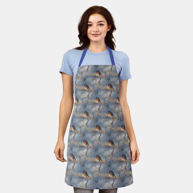 Winter Bluebird Animal Nature Pattern    Apron (Worn)