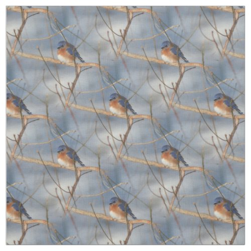 Winter Bluebird Animal Nature Pattern Fabric