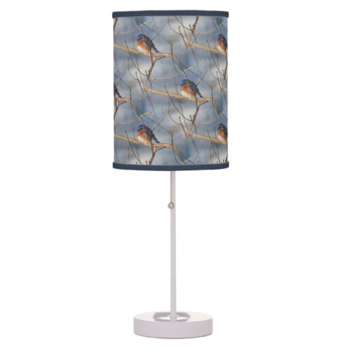 Winter Bluebird Animal Nature Pattern      Table Lamp