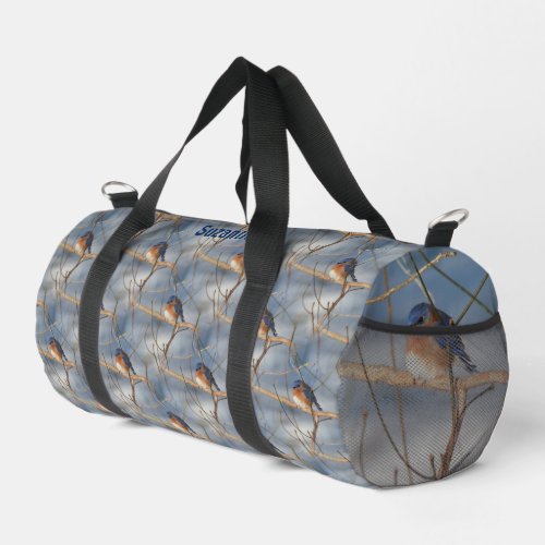 Winter Bluebird Animal Pattern Personalized   Duffle Bag