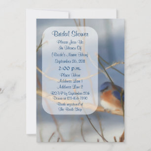 Winter Bluebird Art Bridal Shower Invitation