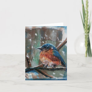 Winter Bluebird Art Letterpress Thank You Card