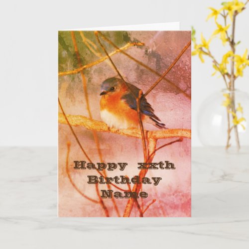 Winter Bluebird Art Personalized Birthday Card