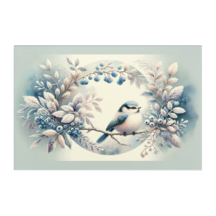 Winter Bluebird Berry Wreath Acrylic Print