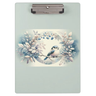 Winter Bluebird Berry Wreath Clipboard