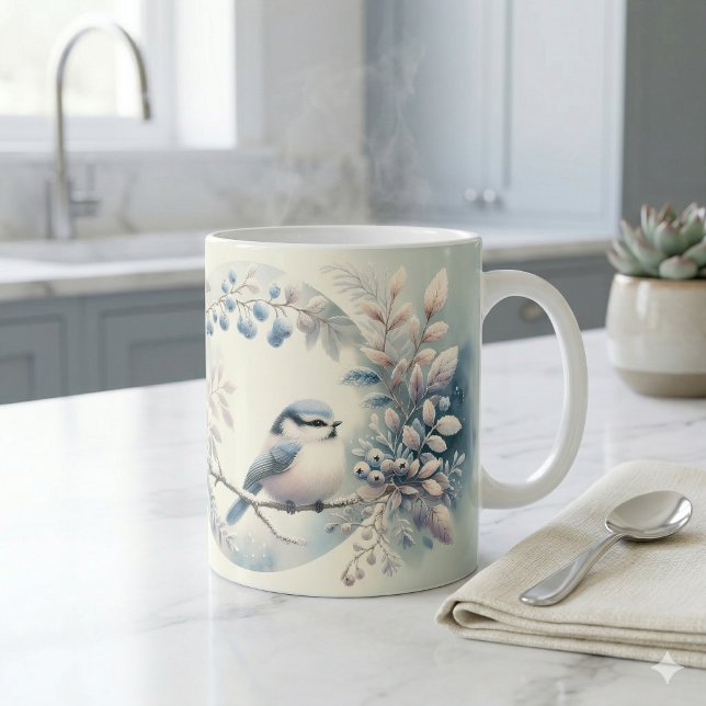 Winter Bluebird Berry Wreath Coffee Mug (Winter Bluebird Berry Wreath Coffee Mug)