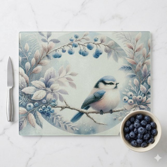 Winter Bluebird Berry Wreath Cutting Board (Winter Bluebird Berry Wreath Cutting Board)