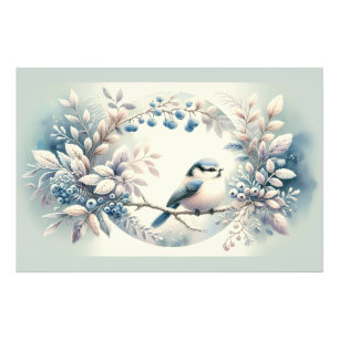 Winter Bluebird Berry Wreath Photo Print