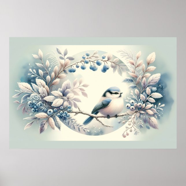 Winter Bluebird Berry Wreath Poster (Front)