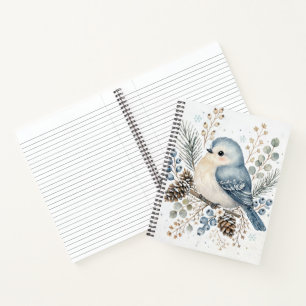 Winter Bluebird Botanical Watercolor Art Notebook