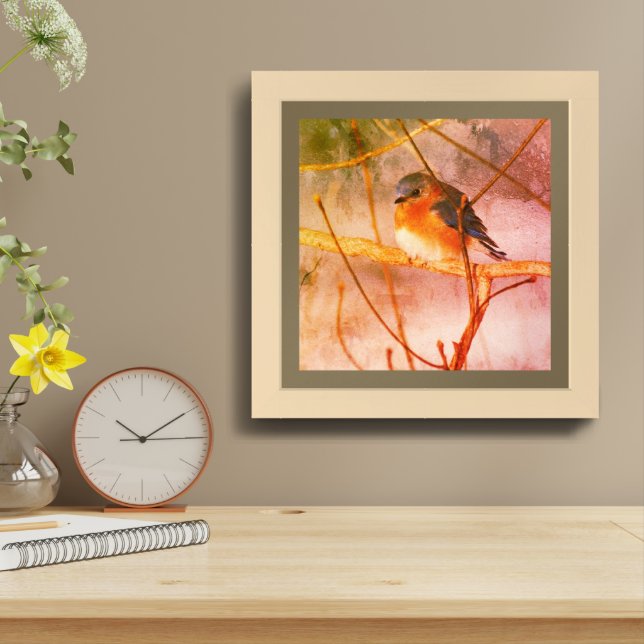 Winter Bluebird Nature Art Framed (Table Top)