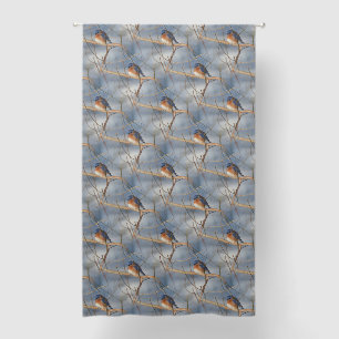 Winter Bluebird Nature Bird Art Pattern Blackout Curtains