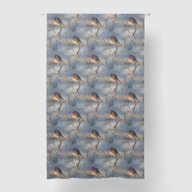 Winter Bluebird Nature Bird Art Pattern  Blackout Curtains (Front)