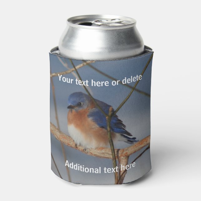 Winter Bluebird Personalized  Can Cooler (Can Front)