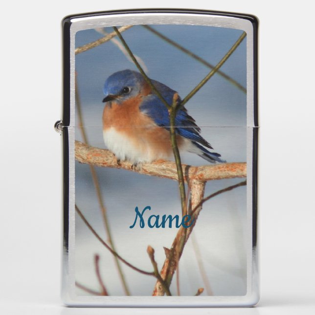 Winter Bluebird Personalized Zippo Lighter (Front)