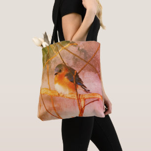 Winter Bluebird Vintage Distressed Art Tote Bag