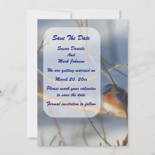 Winter Bluebird Wedding  Save The Date (Front)