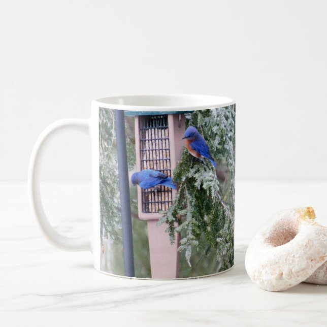 Winter Bluebirds Mug (With Donut)