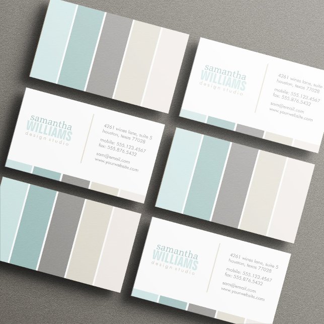 Winter Blues Color Blocks Business Card (Creator Uploaded)