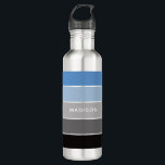 Winter Blues Colorblock Personalized Name Stainless Steel Water Bottle<br><div class="desc">This colorful and modern design features a color-block pattern in shades of blue with your personalized name</div>