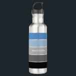Winter Blues Colorblock Personalized Name Stainless Steel Water Bottle<br><div class="desc">This colorful and modern design features a color-block pattern in shades of blue with your personalized name</div>