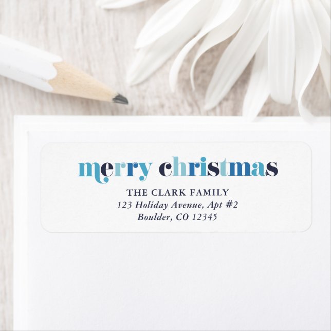 Winter Blues Lettering "Merry Christmas" Label (Insitu)