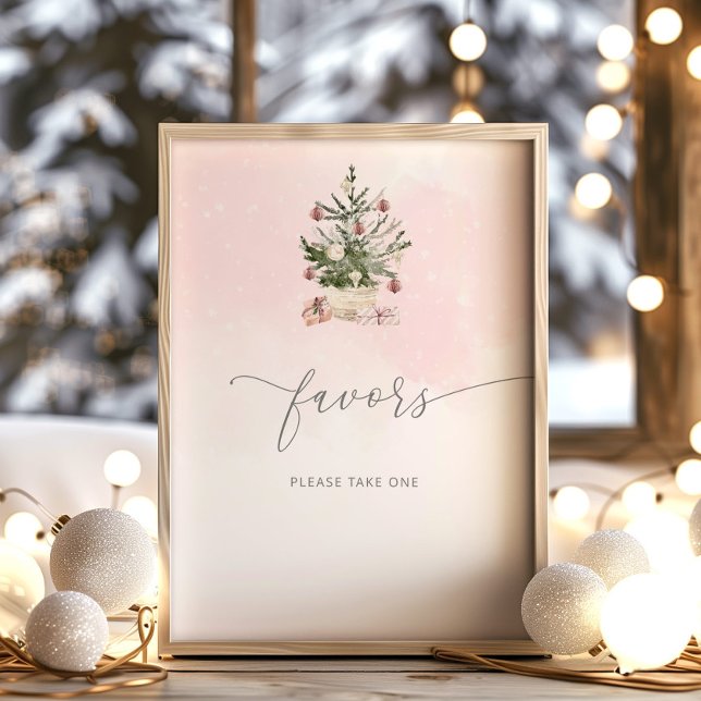 Winter blush pink Favors please take one Poster (Creator Uploaded)