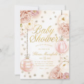 Winter Blush Pink Floral Baby Shower Invitation (Front)