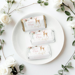 Winter blush pink One-deer-ful birthday treat Hershey's Miniatures