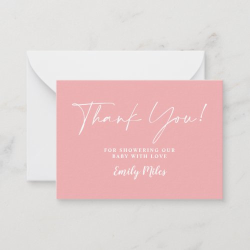 Winter Blush Pink Thank You Card