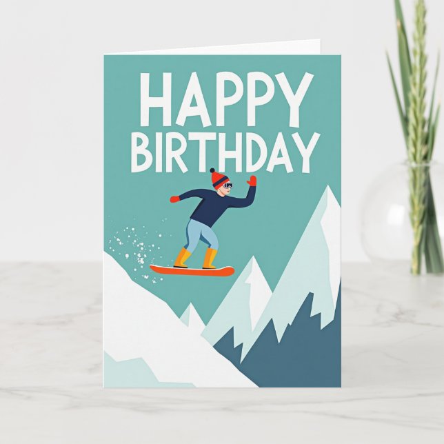 Winter Boarder Birthday Card (Front)