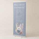 Winter Boho Floral | Blue Wedding Welcome Retractable Banner