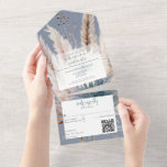 Winter Boho Floral Wedding | Blue All In One Invitation