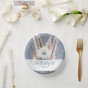 Winter Boho Floral Wedding Blue Paper Bowls
