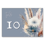 Winter Boho Floral Wedding | Blue Table Number