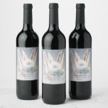 Winter Boho Floral Wedding | Blue Wine Label