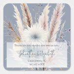 Winter Boho Floral Wedding Favor | Blue Square Sticker