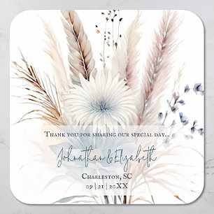Winter Boho Floral Wedding Favor   White Square Sticker