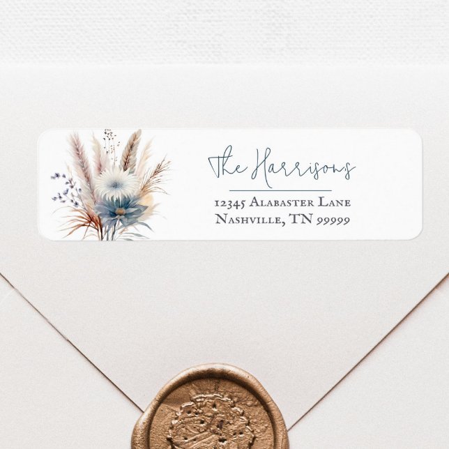 Winter Boho Floral Wedding | White Address Label (White Winter Boho Floral Wedding Address Labels)