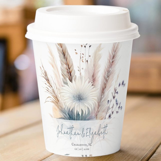 Winter Boho Floral Wedding | White Paper Cups (White Winter Boho Floral Wedding Paper Cups)