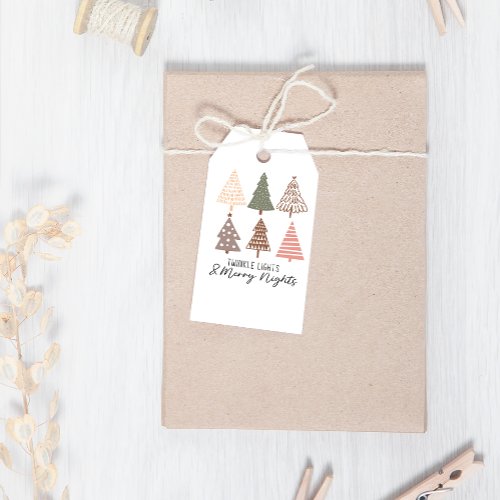 Winter Boho Merry Nights Trees Christmas Gift Tags