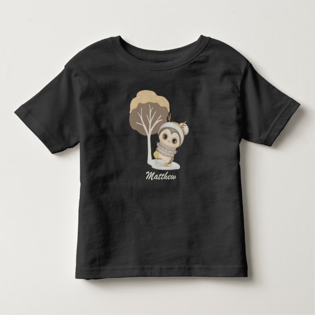Winter Boho Penguin With Name Toddler T-shirt (Front)