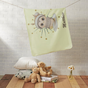 Winter Boho Penguin With Stars And Name Baby Blanket