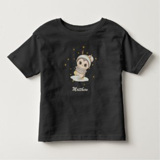 Winter Boho Penguin With Stars And Name Toddler T-