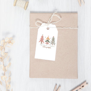 Winter Boho Twinkle Lights Trees Christmas Gift Tags