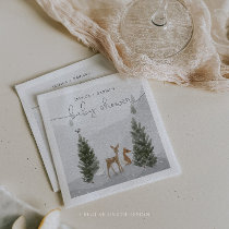 Winter Boho Woodland Baby Shower Cocktail Napkin