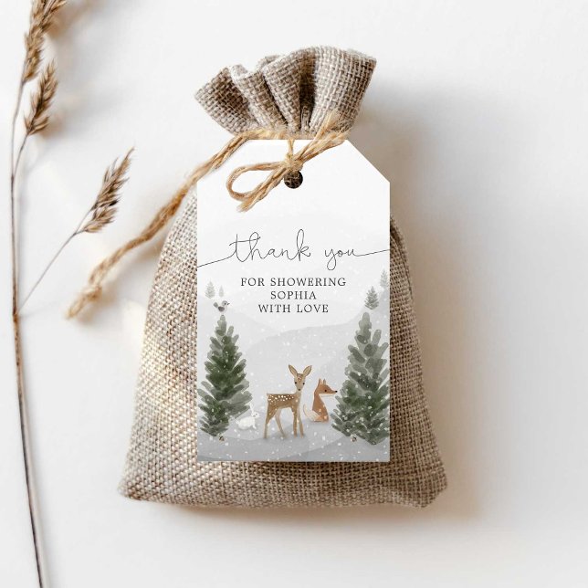 Winter Boho Woodland Baby Shower Favor Tag (Creator Uploaded)