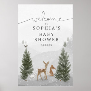 Winter Boho Woodland Baby Shower Foam Board Sign