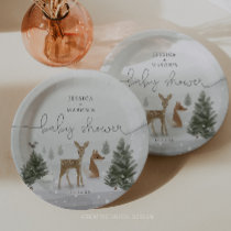 Winter Boho Woodland Baby Shower Paper Plates